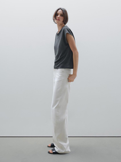 Massimo Dutti Футболка из 100% льна, свинцовый