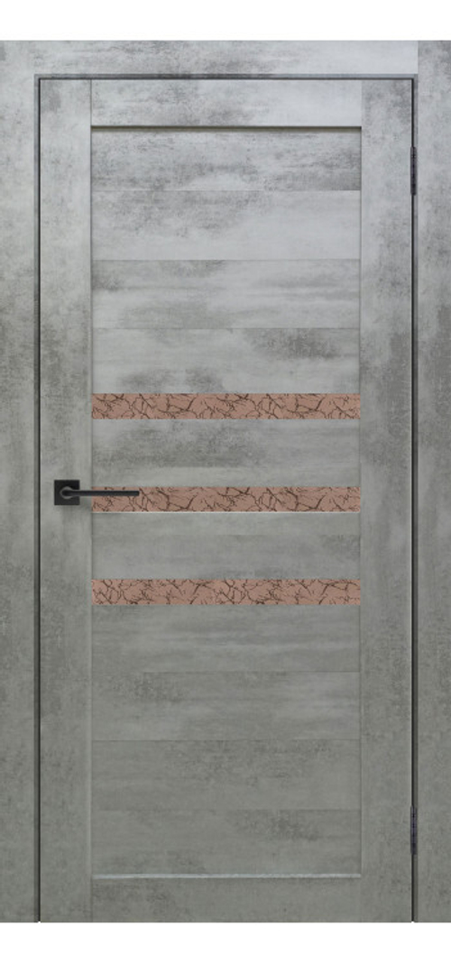 Межкомнатная дверь Велюкс 2 Ясень сноу / Цвет Бетон светлый / Остекление "Гранит бронза" / Двери Верда