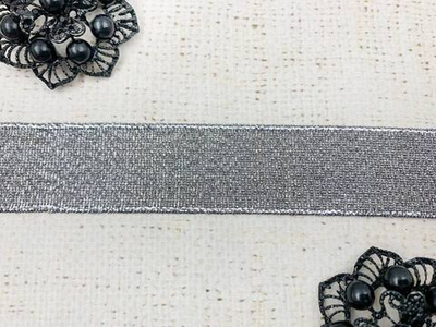 Лента парча, ш. 2,5 см, чёрный