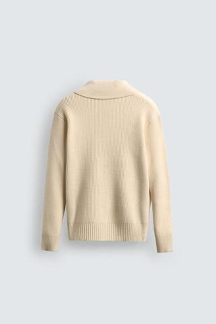 ZARA ПОЛО ИЗ ДВУХИЗНАНОЧНОГО ТРИКОТАЖА, ЭКРЮ