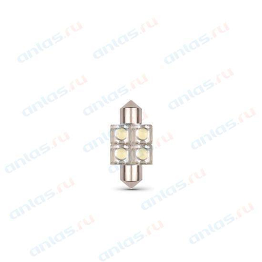 Лампа светодиодная 12V 10W салонный 31 мм белый 4 SMD 10 шт. Маяк