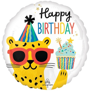 Круг "Леопард в очках: Happy Birthday"