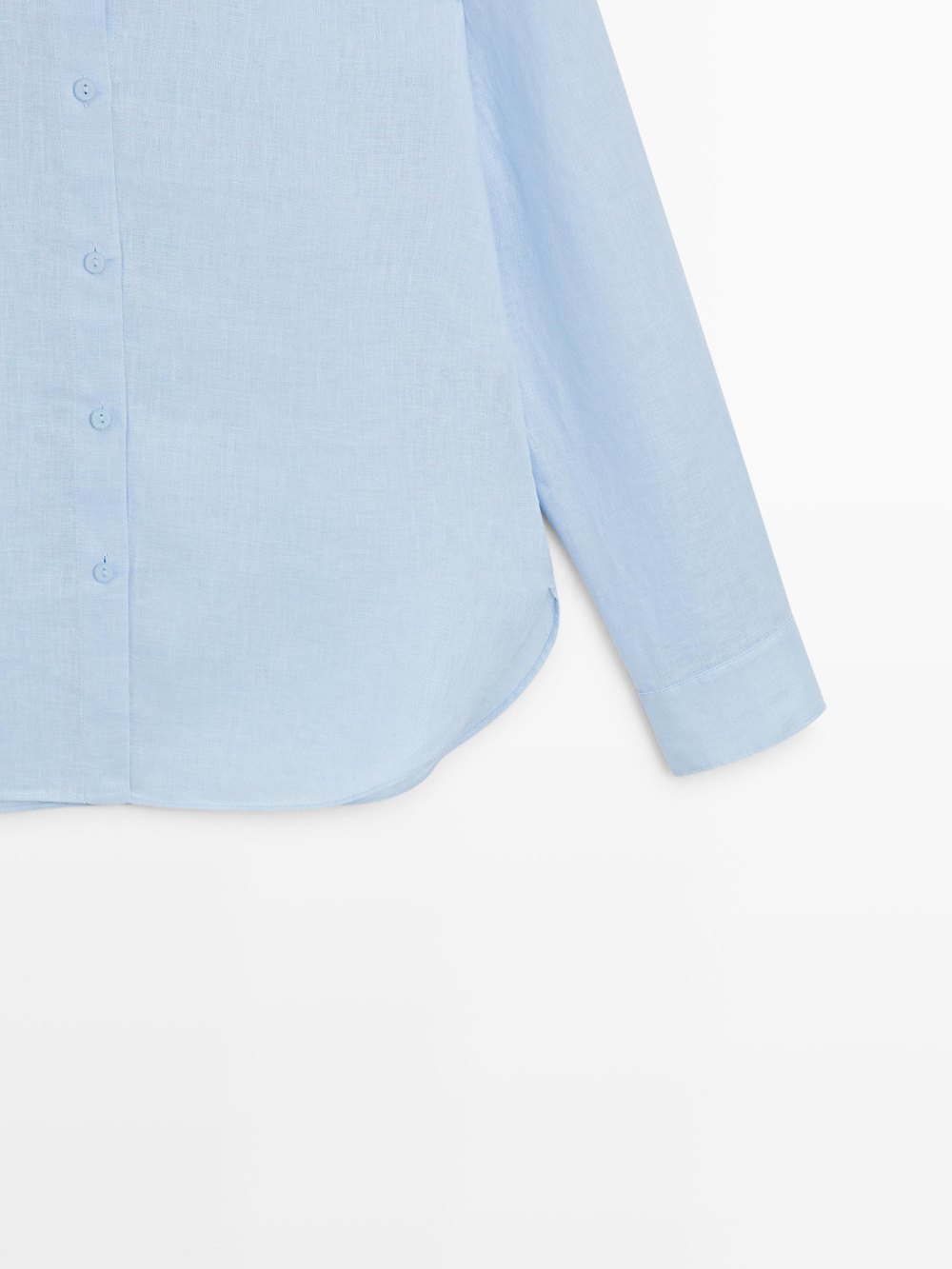 Massimo Dutti Льняная рубашка свободного кроя, небесно-голубой