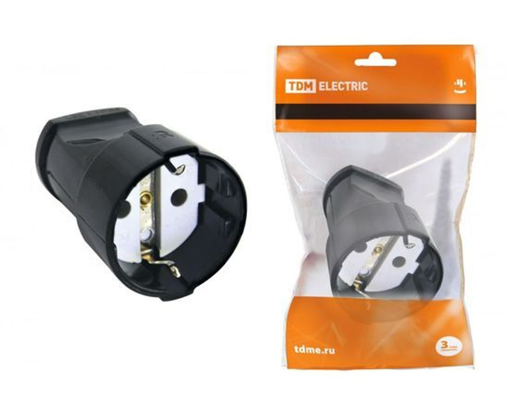Кабельная розетка TDM 2П+3 16А, 250B, черная SQ1806-0132 - 20 шт