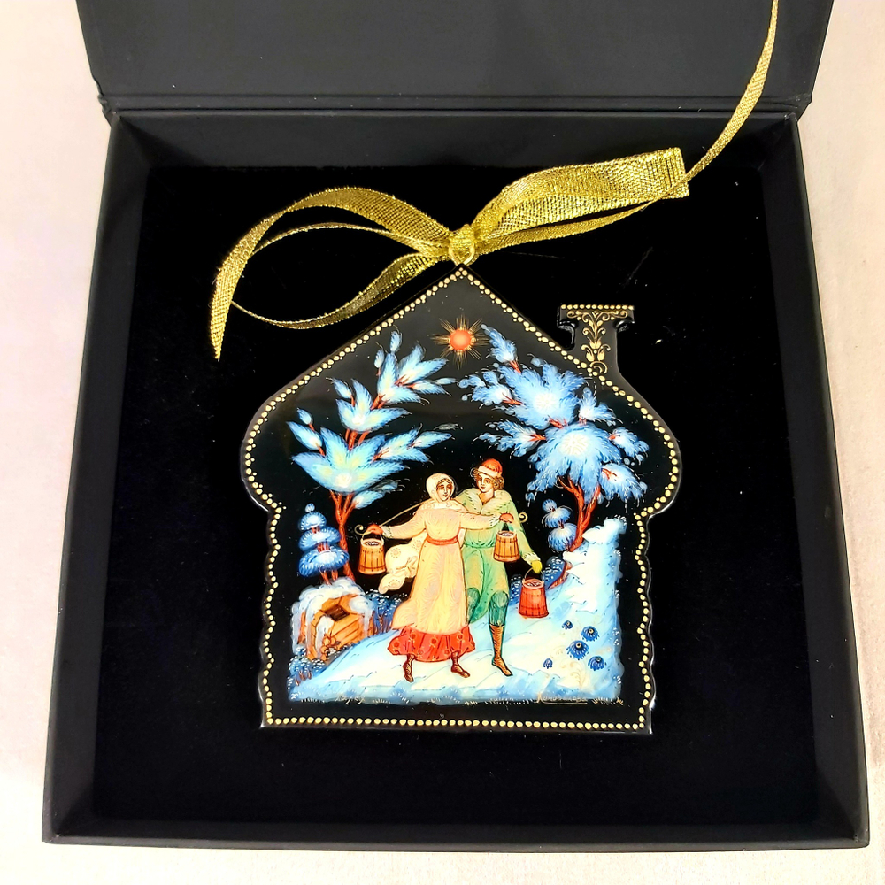 Сувенир "Домик" с росписью Палех в подарочной коробке