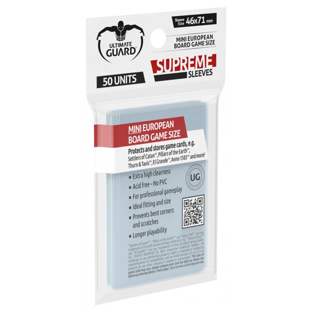 Протекторы для настольных игр: Mini European (46х71, 50 шт.) упрочненные Протекторы для настольных игр: Mini European (46х71, 50 шт.) упрочненные