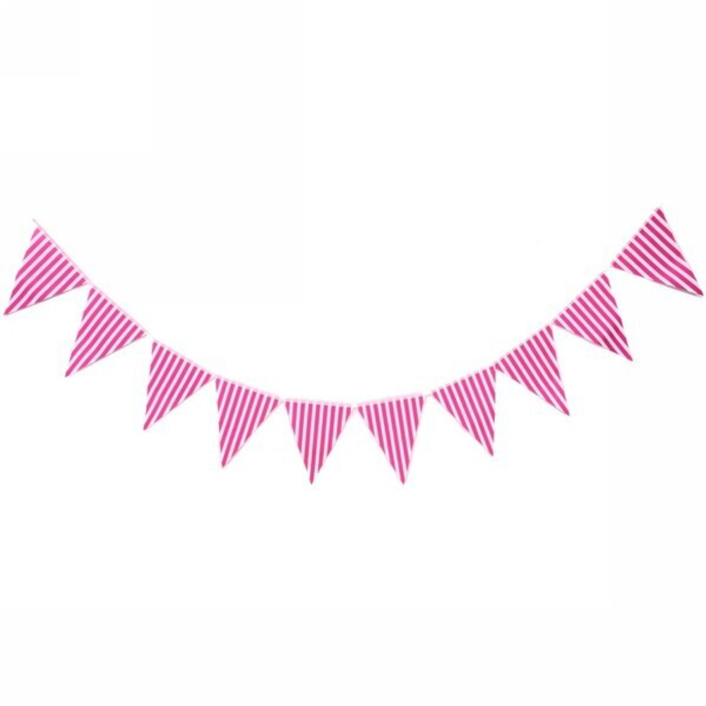 Растяжка 2,5м 10 флажков h29см «Розовые полоски»