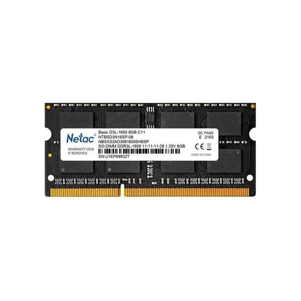 Модуль памяти для ноутбука Netac NTBSD3N16SP-08 DDR3 8GB &lt;PC3-12800/1600MHz&gt;