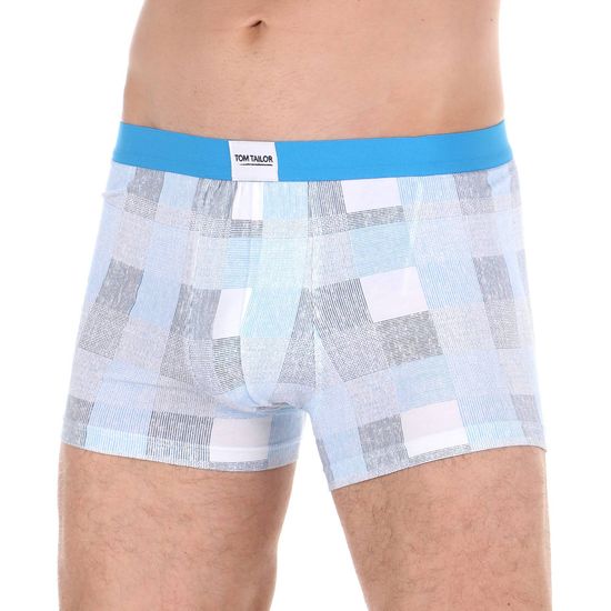 Мужские трусы боксеры голубые в клетку Tom Tailor 70356/6061 615