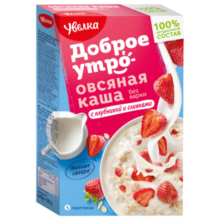 Каша Увелка овсяная с клубникой и сливками 200 гр