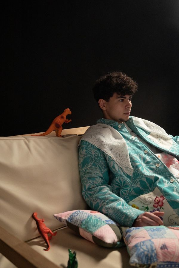 Куртка с Вышитыми Нарциссами / Daffodils голубая - фото 7