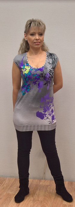 Комбинированный удлиненный топ-майка из вискозы