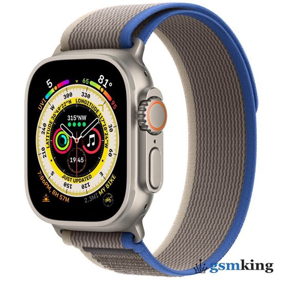 Apple Watch Ultra GPS + Cellular 49mm Titanium Case with Blue/Grey Trail Loop