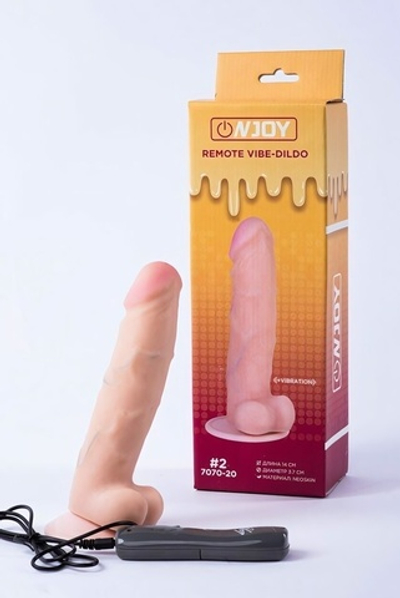 Реалистичный вибратор на присоске из кибер-кожи с выносным пультом Onjoy Remote Vibe-Dildo #2 (10 режимов) (Цвет: телесный)