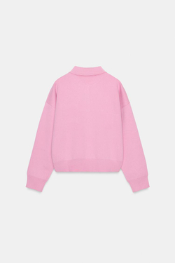 ZARA ПОЛО ИЗ ТРИКОТАЖА С КАРМАНОМ, ПАСТЕЛЬНО-РОЗОВЫЙ