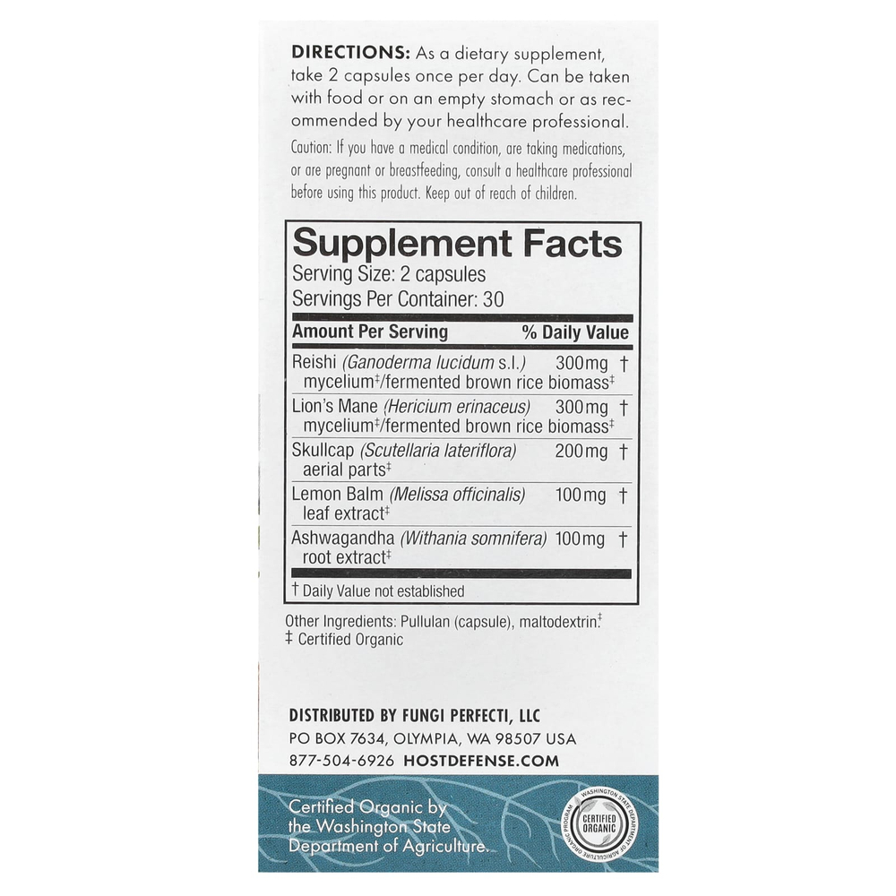 Host Defense, Mushrooms ™, MycoBotanicals®, Stress Decompress®, 60 капсул