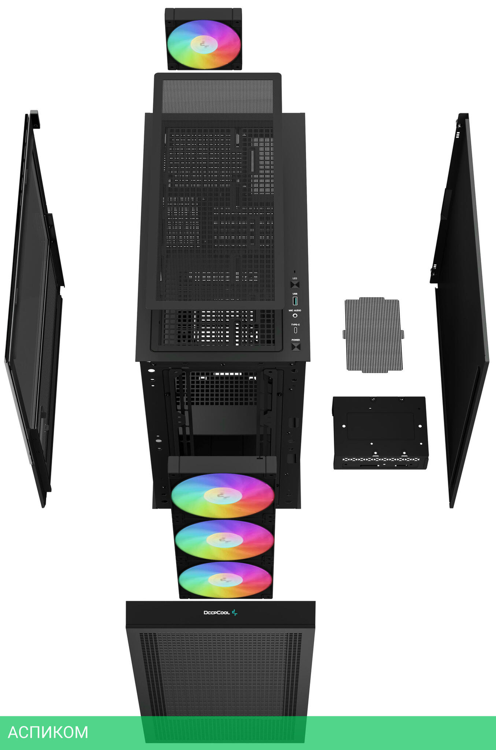 Корпус DeepCool CH560 Digital ATX без БП черный (R-CH560-BKAPE4D-G-1)