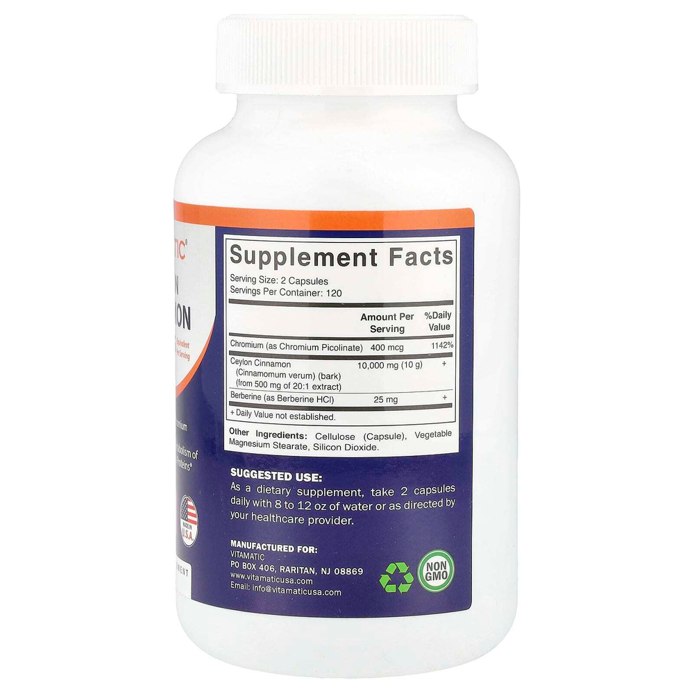 Vitamatic, Цейлонская корица, 240 растительных капсул