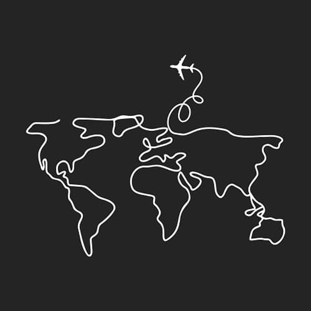 принт PewPewCat с самолетом и картой мира черный