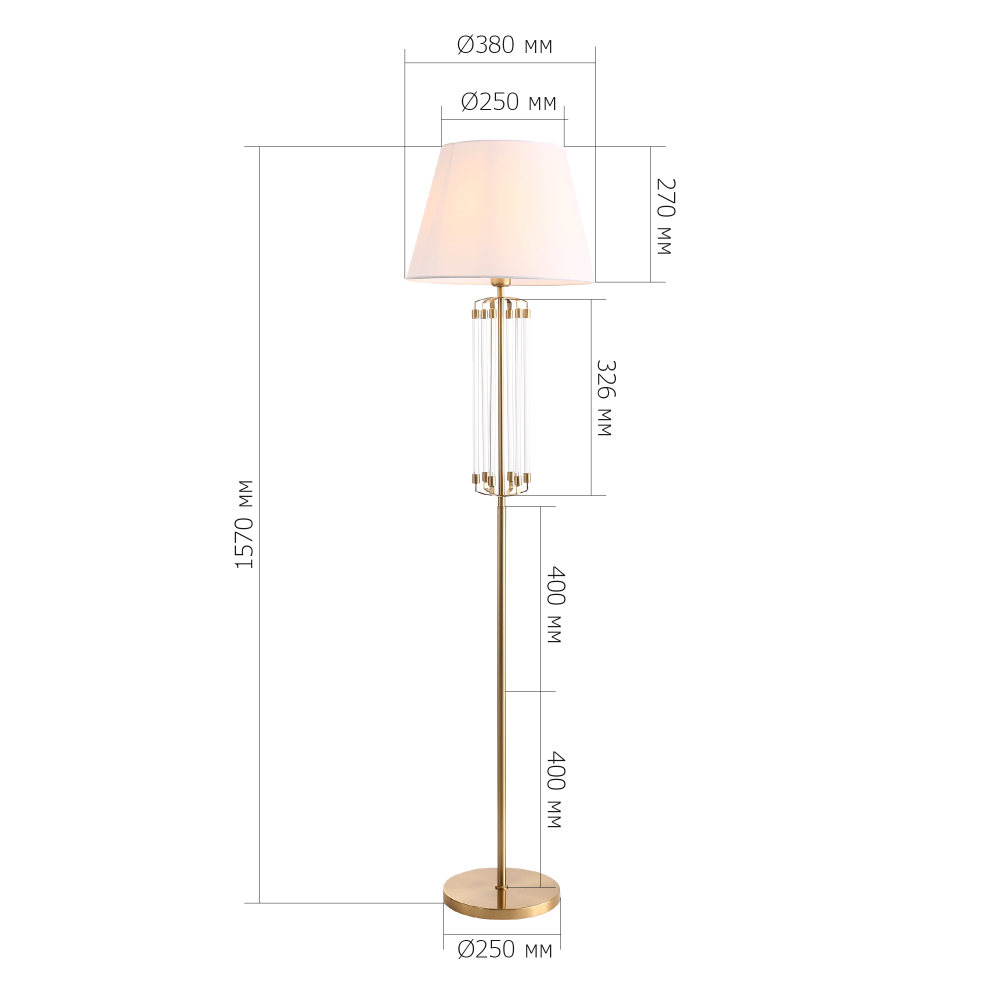SL1403.305.01 Светильник напольный ST-Luce Латунь/Прозрачный E27*1 40W ОПАЛ