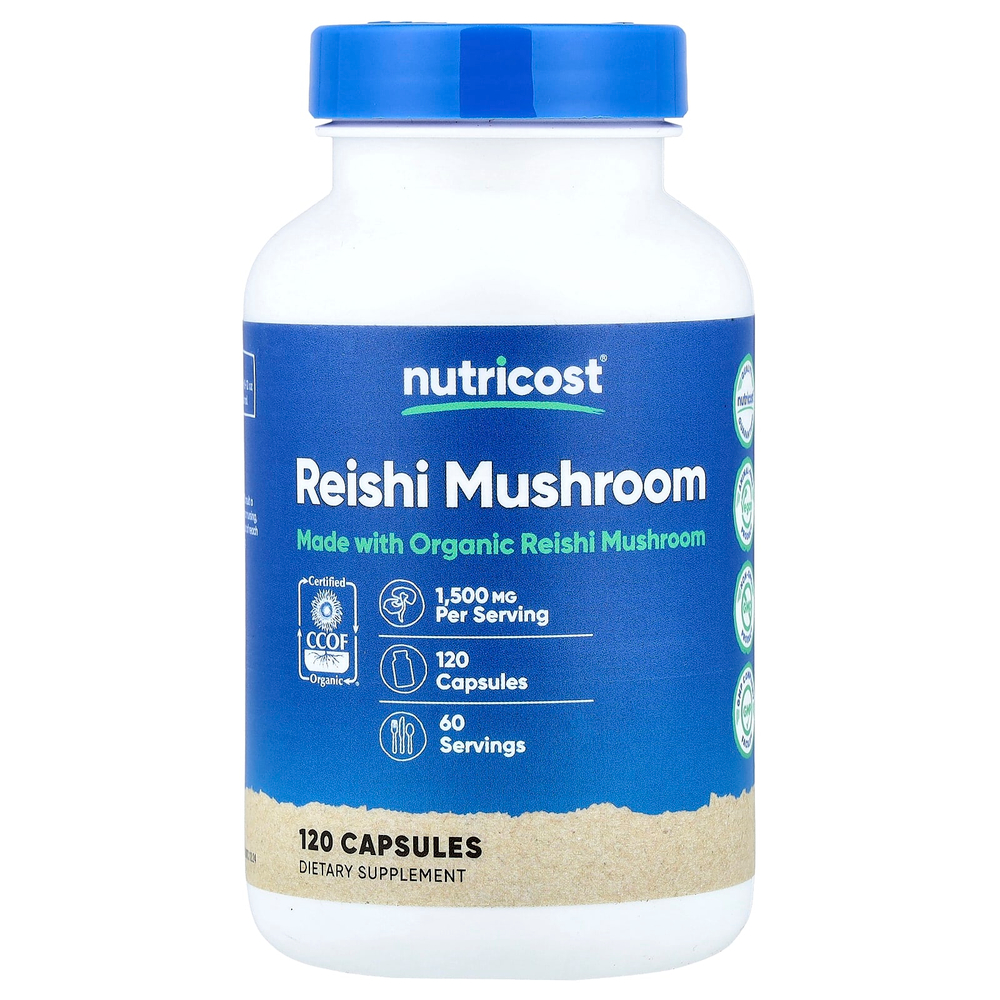 Nutricost, Гриб рейши, 120 капсул (750 мг в каждой капсуле)