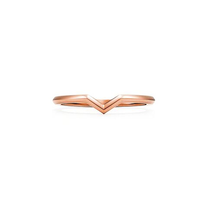 Кольцо из розового золота 18k, Tiffany 💠 V band Ring. В наличии