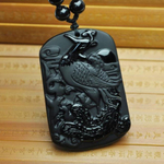 Подвеска Небесный Феникс натуральный обсидиан. О-8
