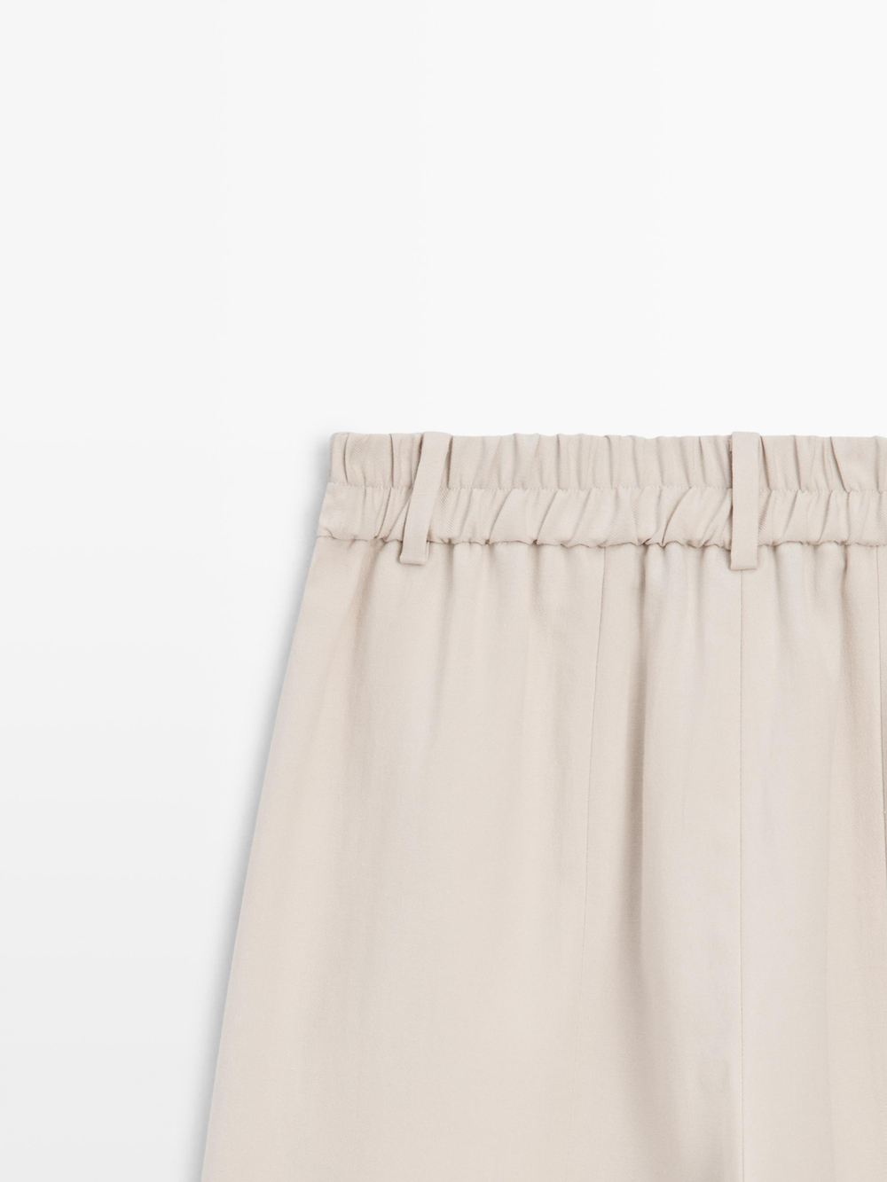 Massimo Dutti Свободные брюки с эластичным поясом, кремовый