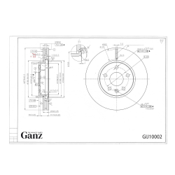 Диск тормозной GANZ передний с покрытием CHEVROLET Cruze / OPEL Astra J Арт.: GIJ10002