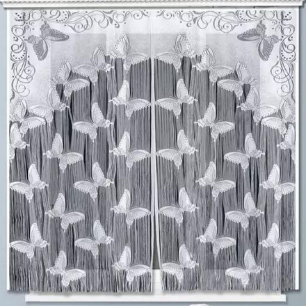 Занавеска "ФМ. ТАНЕЦ БАБОЧЕК" модель 435 рис. 2-11-40, на шторной ленте, цвет белый, Россия.