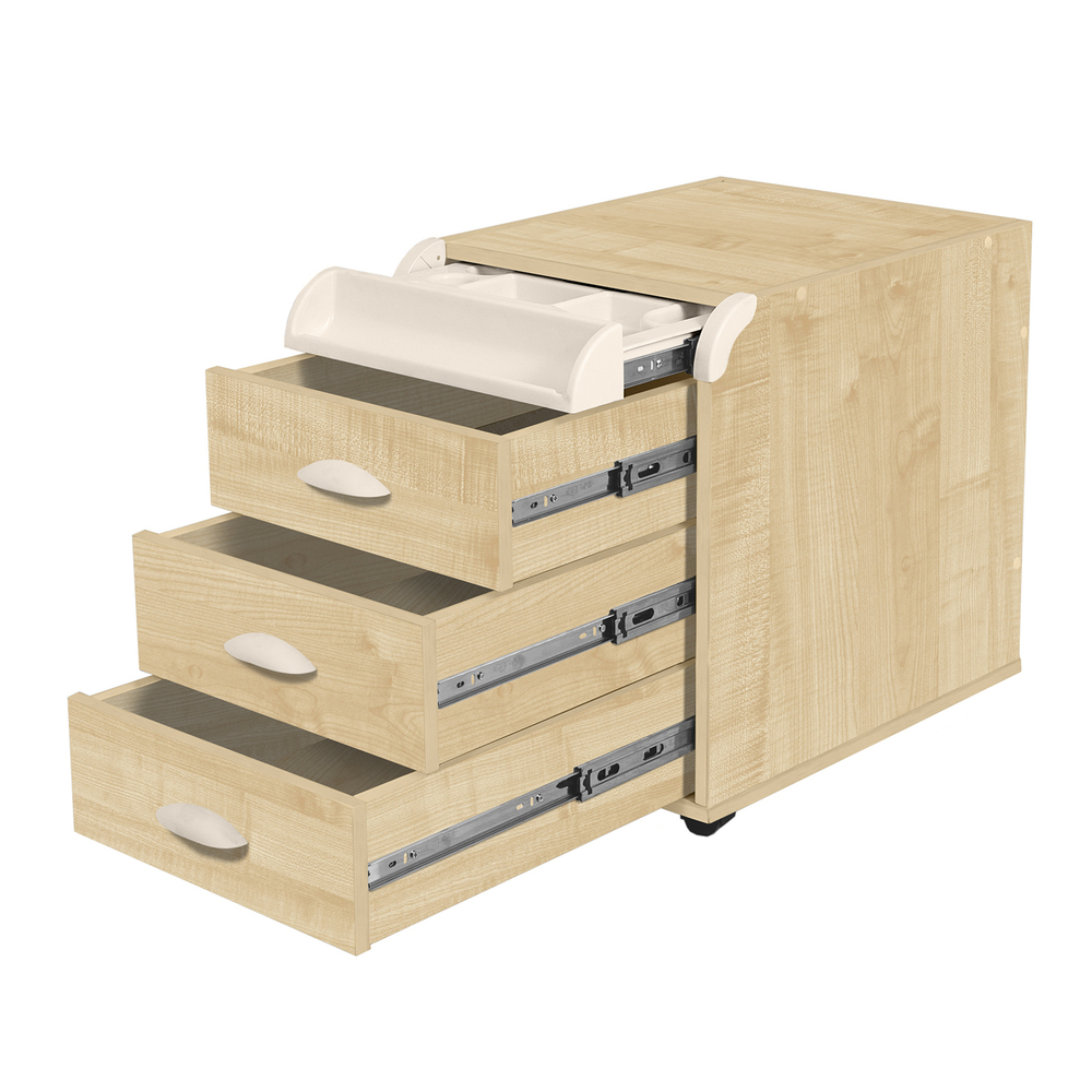 Тумба Дэми на колёсиках с 3 ящиками и органайзером для канцелярии (ТУВ.06)