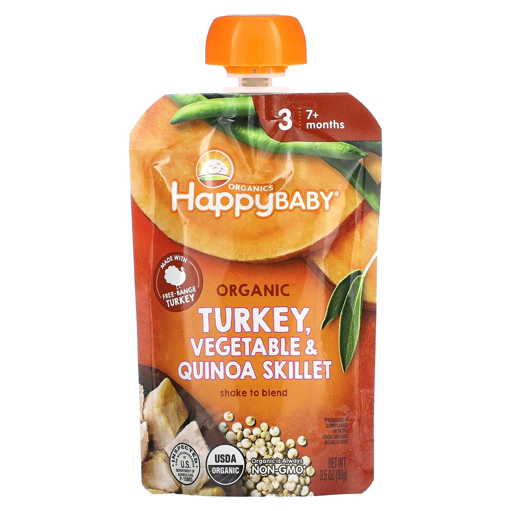 Happy Family Organics, Happy Baby®, сковорода из органической индейки и киноа, для детей от 7 месяцев, 99 г (3,5 унции)