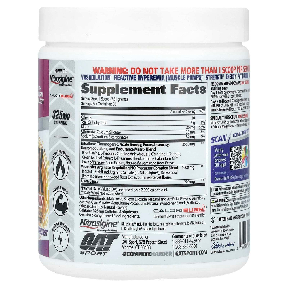 GAT, Sport, NITRAFLEX® Burn, Tropic Thunderburst, 219,3 г (7,74 унции)