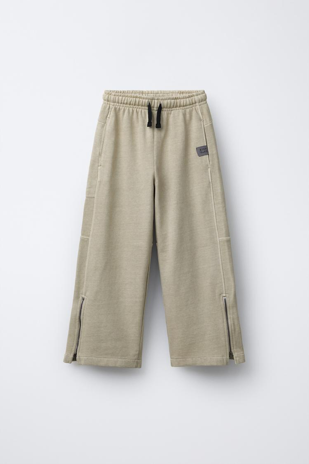 ZARA ШИРОКИЕ БРЮКИ ИЗ ФЛИСА, БЕЖЕВЫЙ