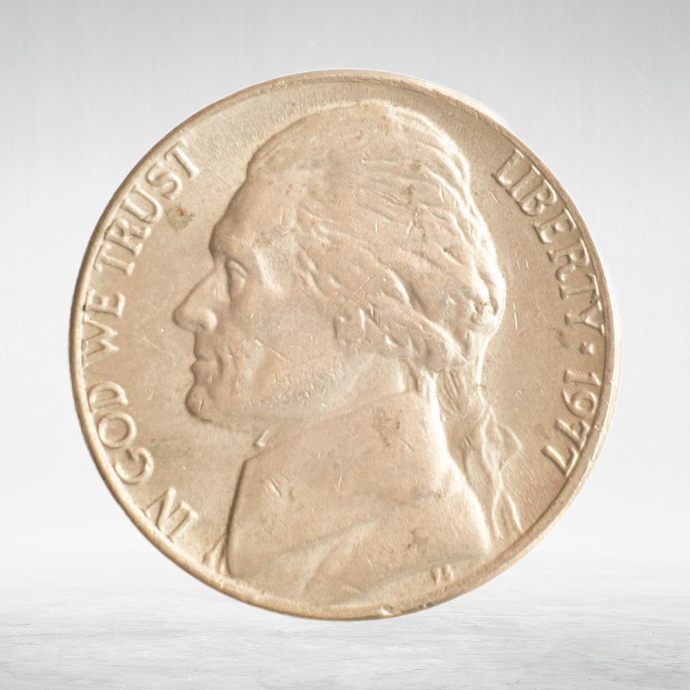 USA, 5 Cents, 1977 - Jefferson Nickel (First Portrait), VF