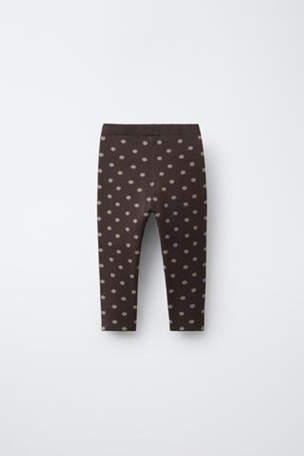 ZARA ТРИКОТАЖНЫЕ ЛЕГИНСЫ В ГОРОШЕК, ШОКОЛАДНЫЙ