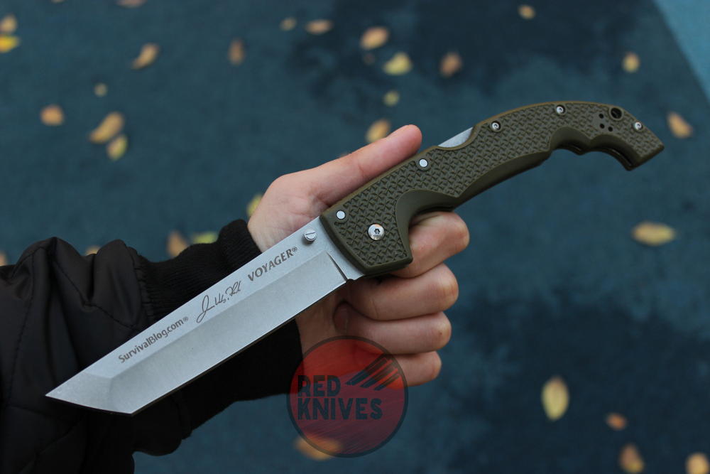 Нож Cold Steel Voyager XL Tanto SW - зеленая рукоять, клинок стоунвош RK-487