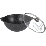 Казан для плова 4,5л со стеклянной крышкой темный мрамор кмт47а