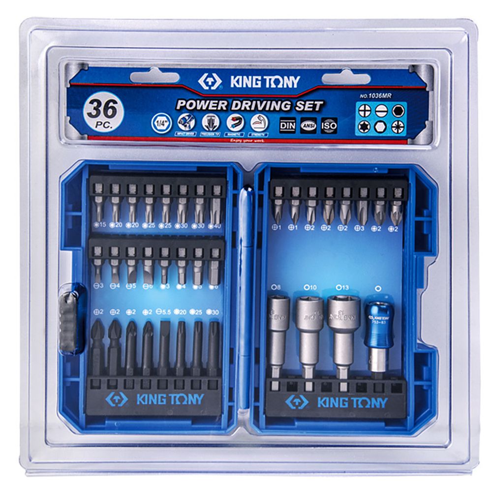 KING TONY (1036MR) Набор для шуруповерта, 36 предметов