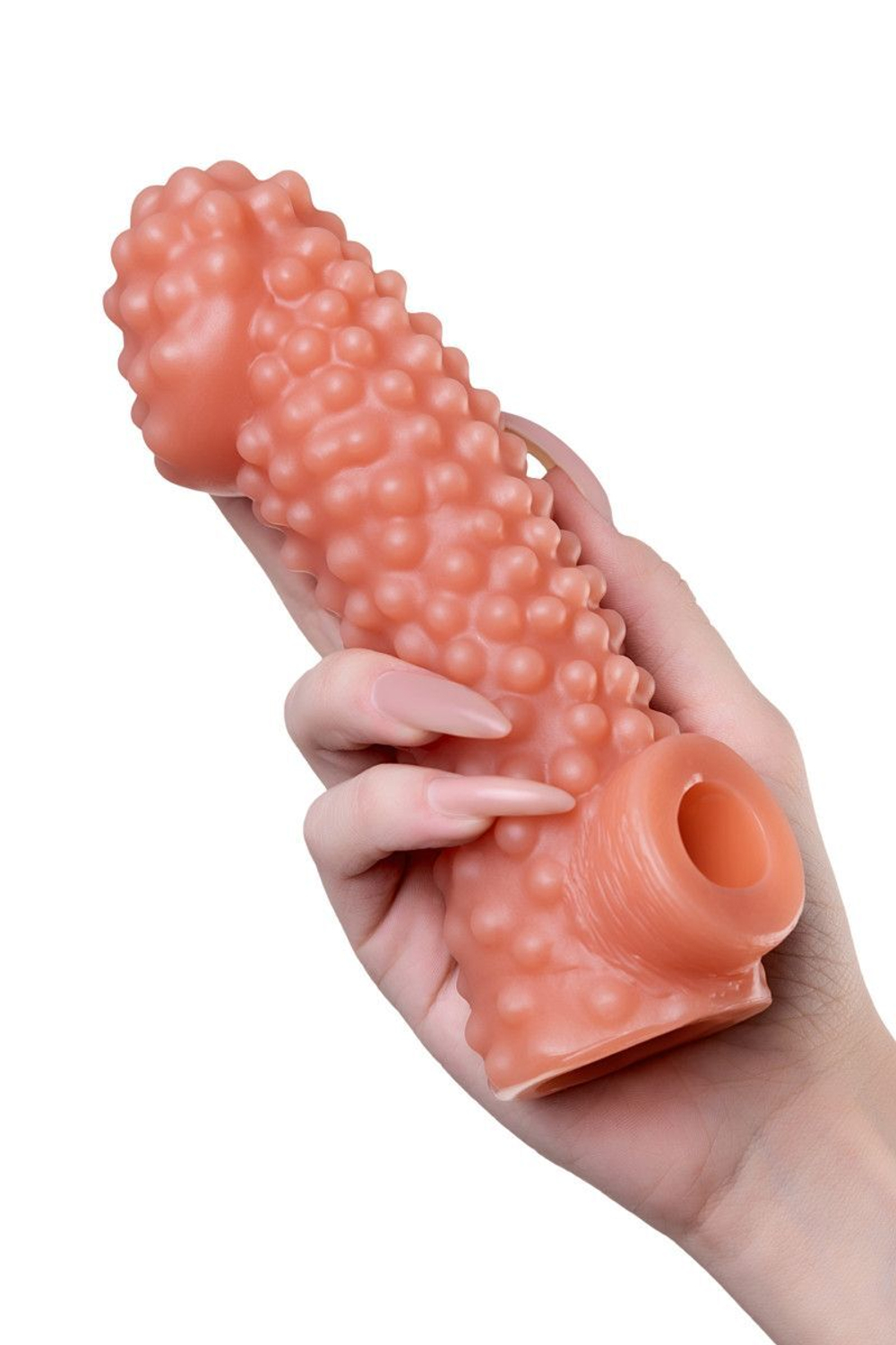 Насадка на фаллос с бугорками Cock Sleeve 004 Size L - 17,6 см. (Цвет: телесный)