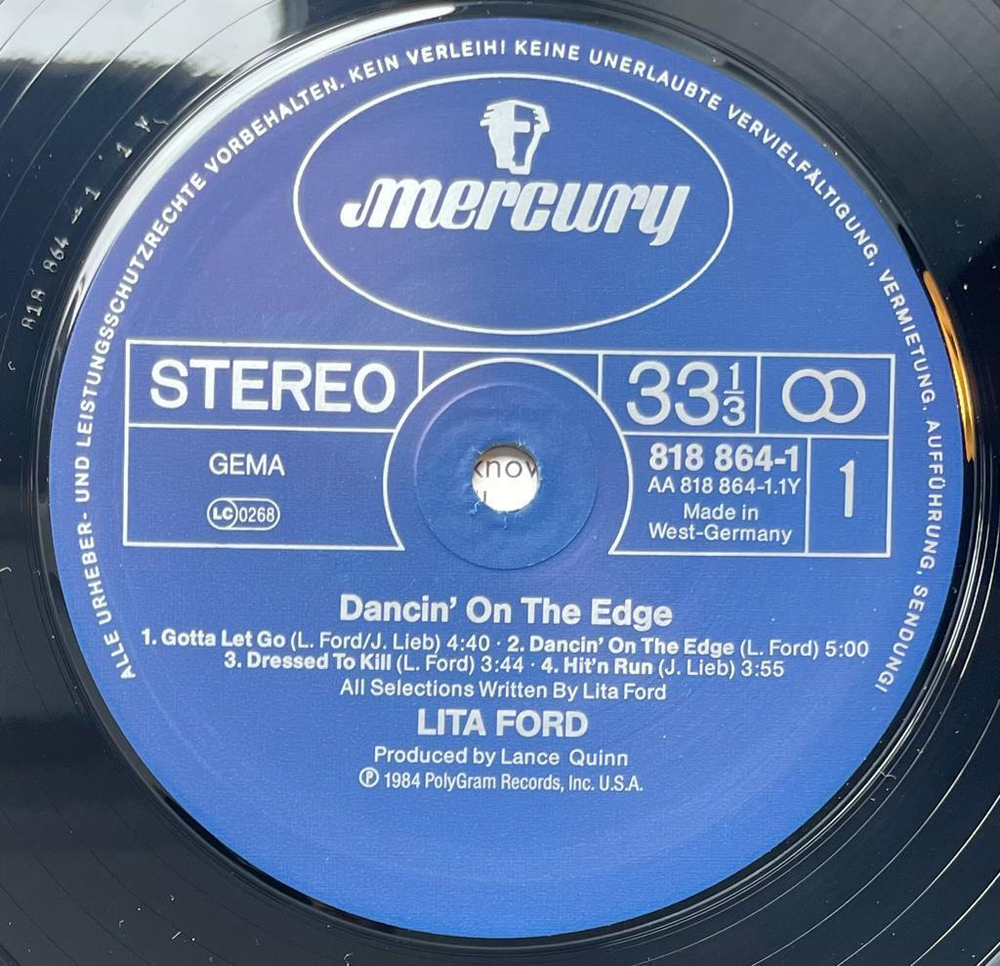 Lita Ford - Dancin' On The Edge (Германия 1984г.)