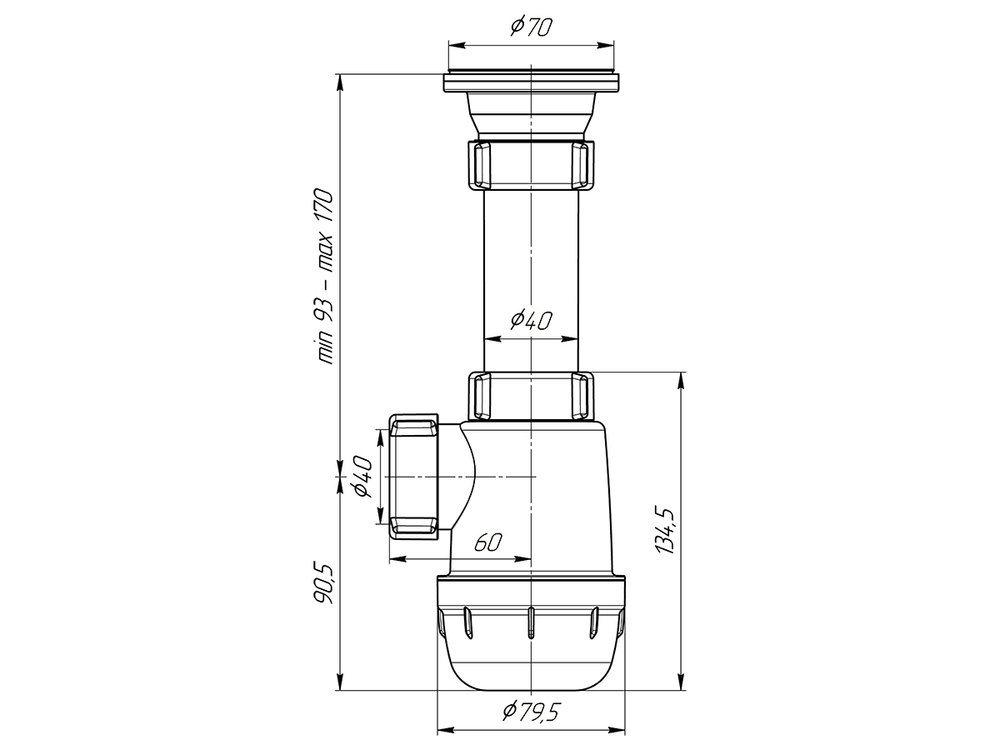 Сифон 1 1/2*40 Ani Грот А0100 АНИ пласт