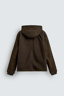 ZARA КУРТКА С ЭФФЕКТОМ ВИНТАЖНОЙ ПОТЕРТОСТИ, КОРИЧНЕВЫЙ