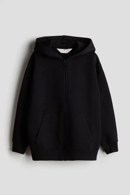 H&M Толстовка с капюшоном и застежкой-молнией, черный