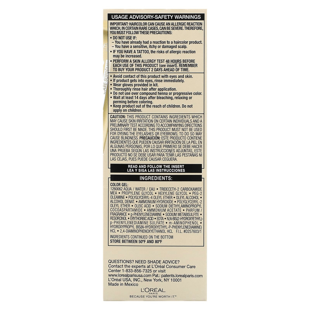 L'Oréal, Superior Preference, яркий, не выцветающий цвет, 4 темно-коричневых`` 1 нанесение