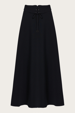 Черная юбка-макси со шнуровкой на поясе "Фелиция"