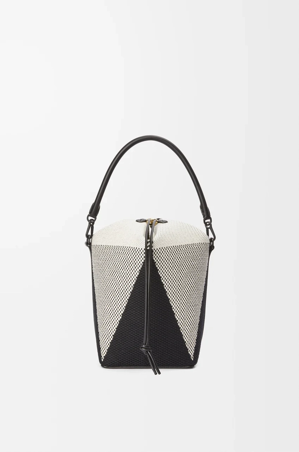 Loewe Сумка-ведро Treasure Bako из жаккардовой парусины и телячьей кожи, натуральный/черный