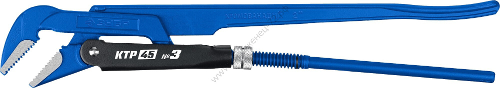 ЗУБР КТР-45, №3, 2″, 560 мм, Трубный ключ с изогнутыми губками Тип ″Т″, Профессионал (27337-3)