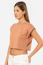 Футболка женская кроп капучино
