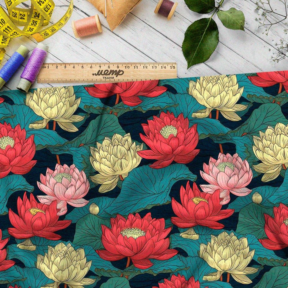 Ткань премиум Оксфорд 600D ночная флоральная мелодия